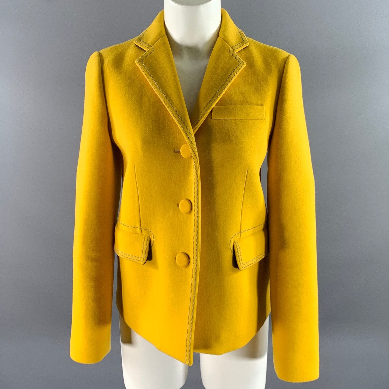 Bottega Veneta BOTTEGA VENETA Size 4 Wool Polyamide Chain Stitch Blazer Size S / US 4 / IT 40 - 1 Thumbnail