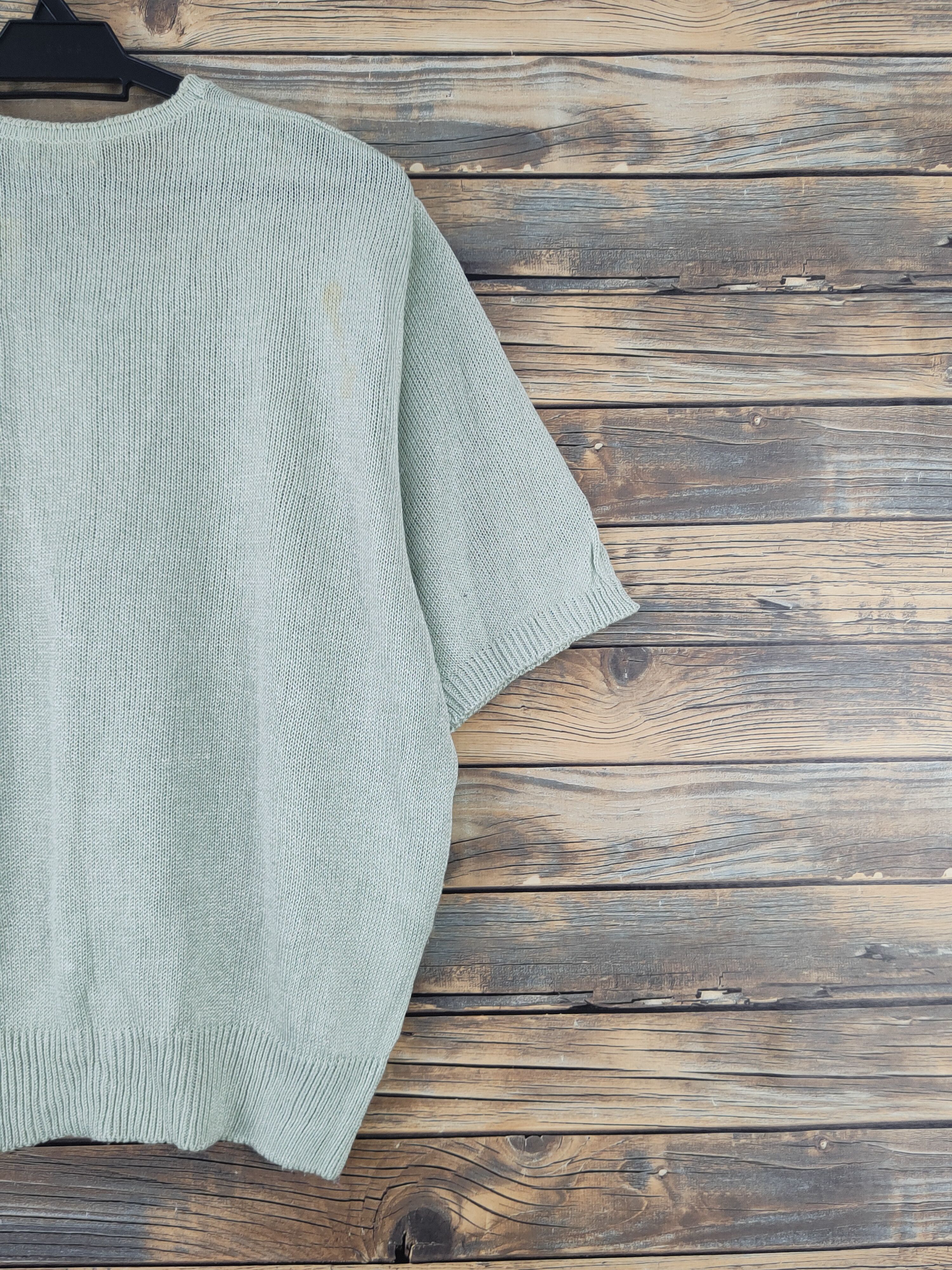 Homespun Knitwear Viridian Green Knitwear Short Sleeve knitwear #W1815 Size M / US 6-8 / IT 42-44 - 11 Thumbnail