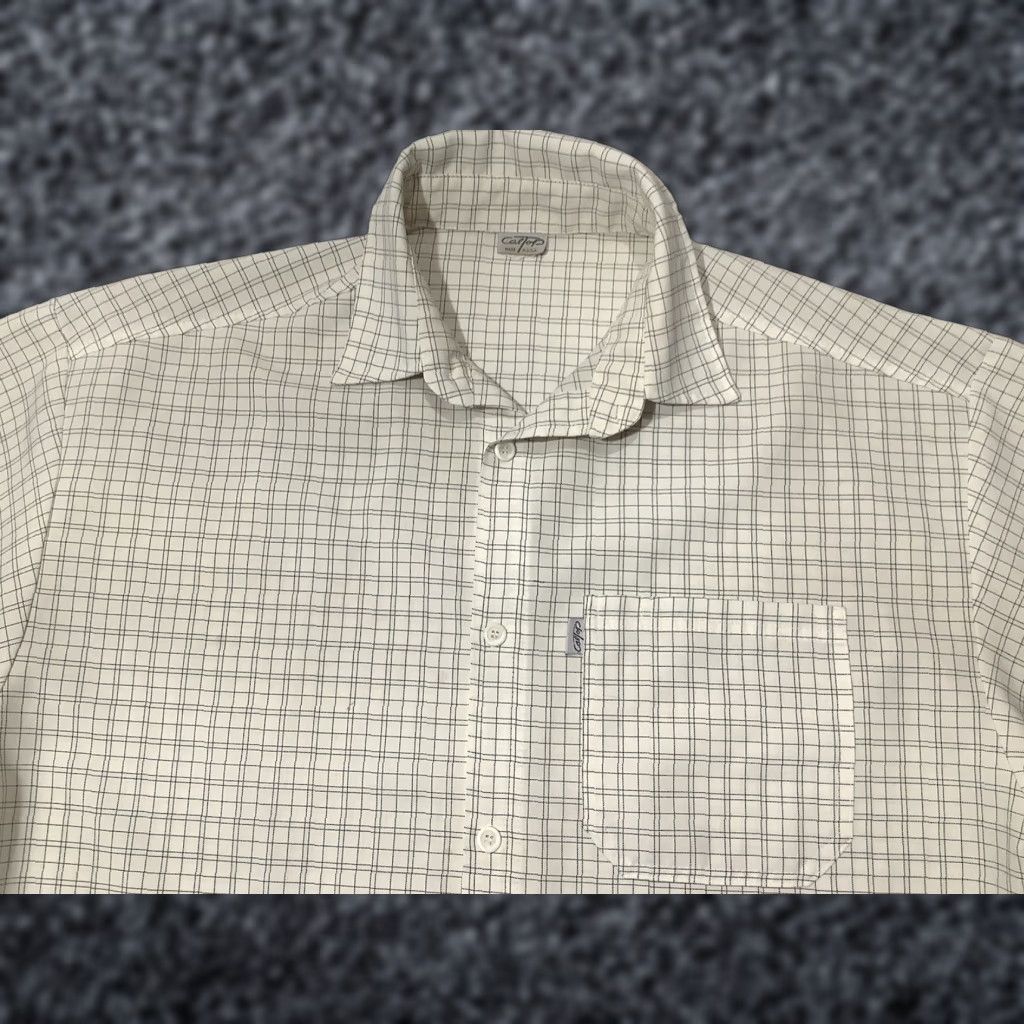 Vintage VINTAGE Cal Top Shirt Mens 3XL Beige Plaid Button Up Polyester Made in USA Size US XXL / EU 58 / 5 - 1 Thumbnail