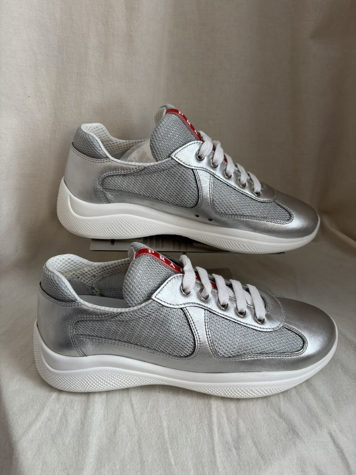 Prada Prada America’s Cup Soft Leather in Silver IT 39 / US 9 Size US 9 / IT 39 - 4 Thumbnail
