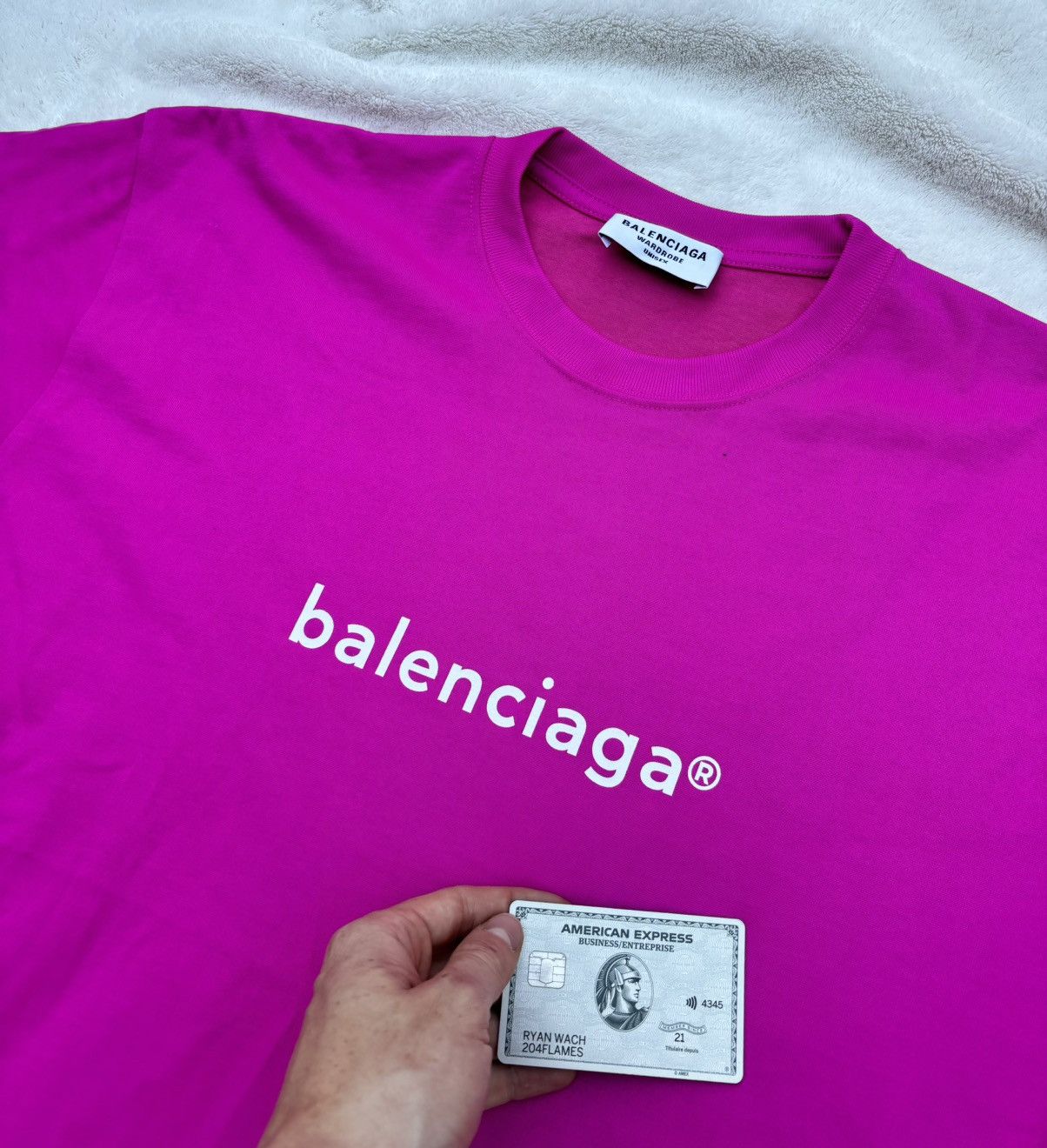 Balenciaga Balenciaga Fuchsia Copyright Logo Tee Size US M / EU 48-50 / 2 - 2 Thumbnail