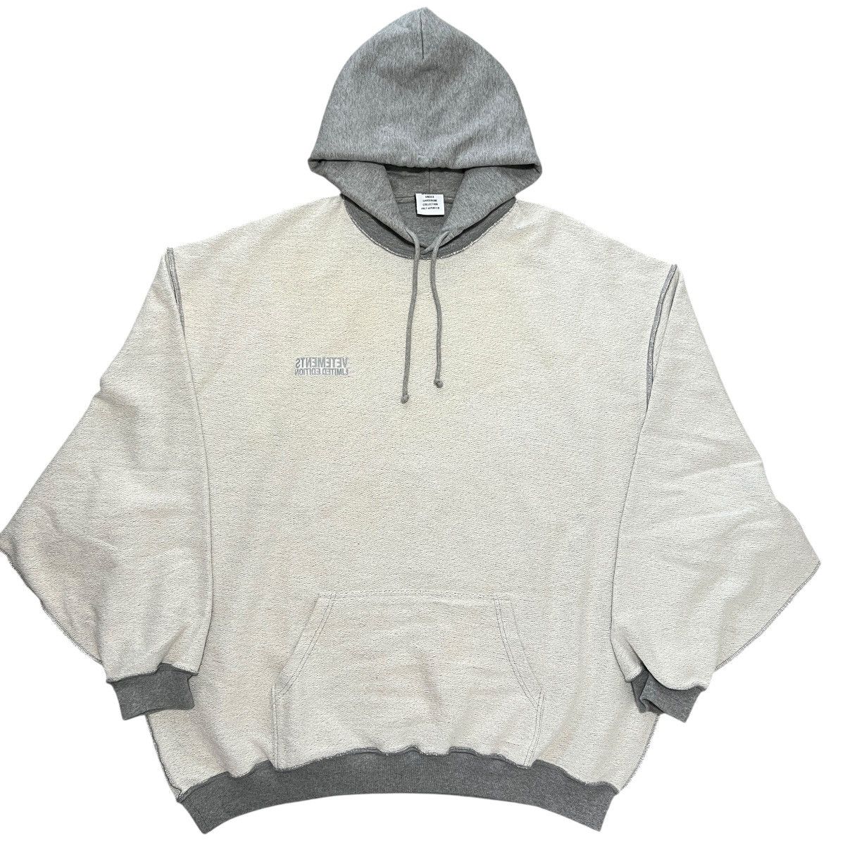 VETEMENTS 2017SS Inside Out Pullover Sweat Hoodie