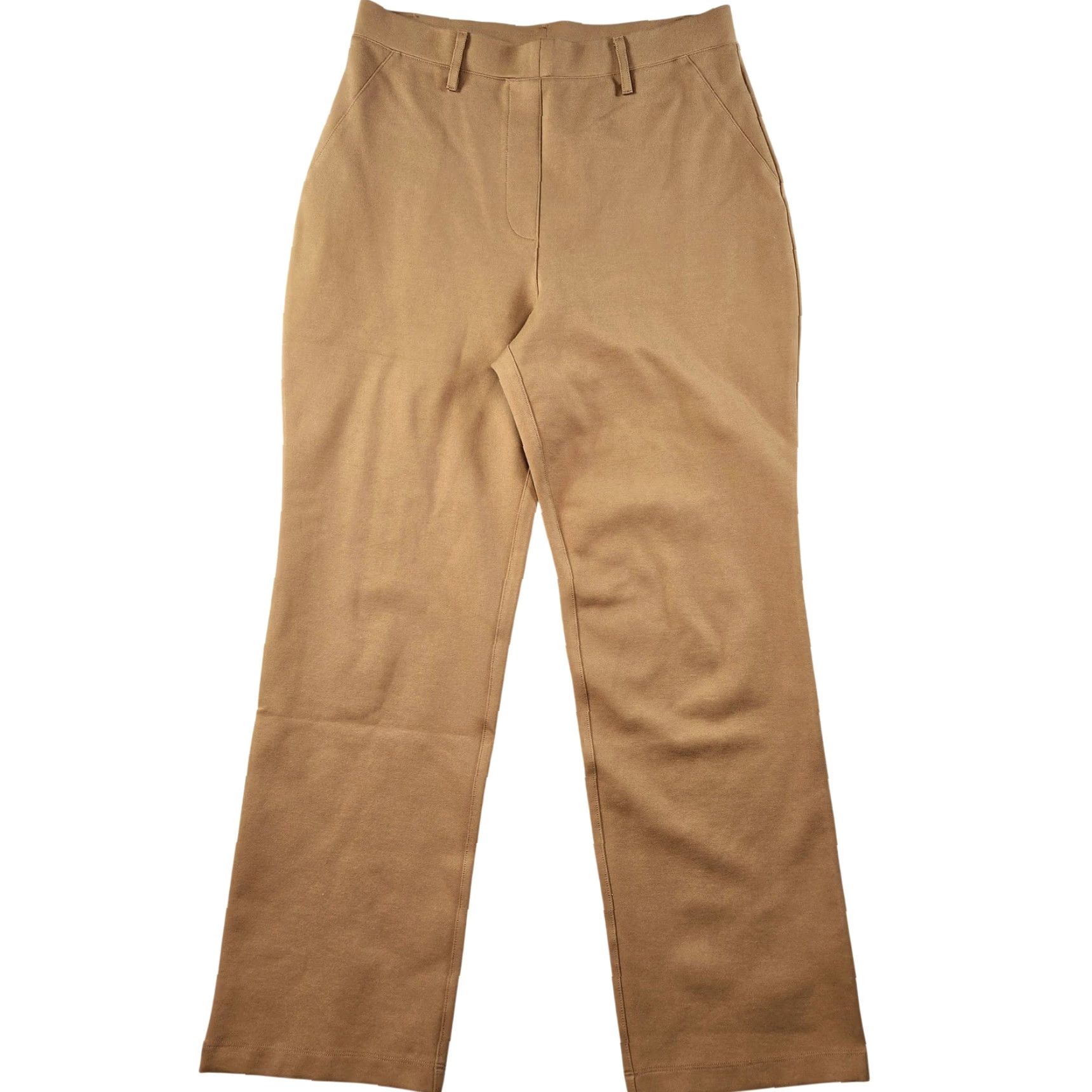 Quince Quince Pants Womens M Beige Dress Pants Straight Knit Pull On Stretch Comfort Size 32" / US 10 / IT 46 - 2 Thumbnail