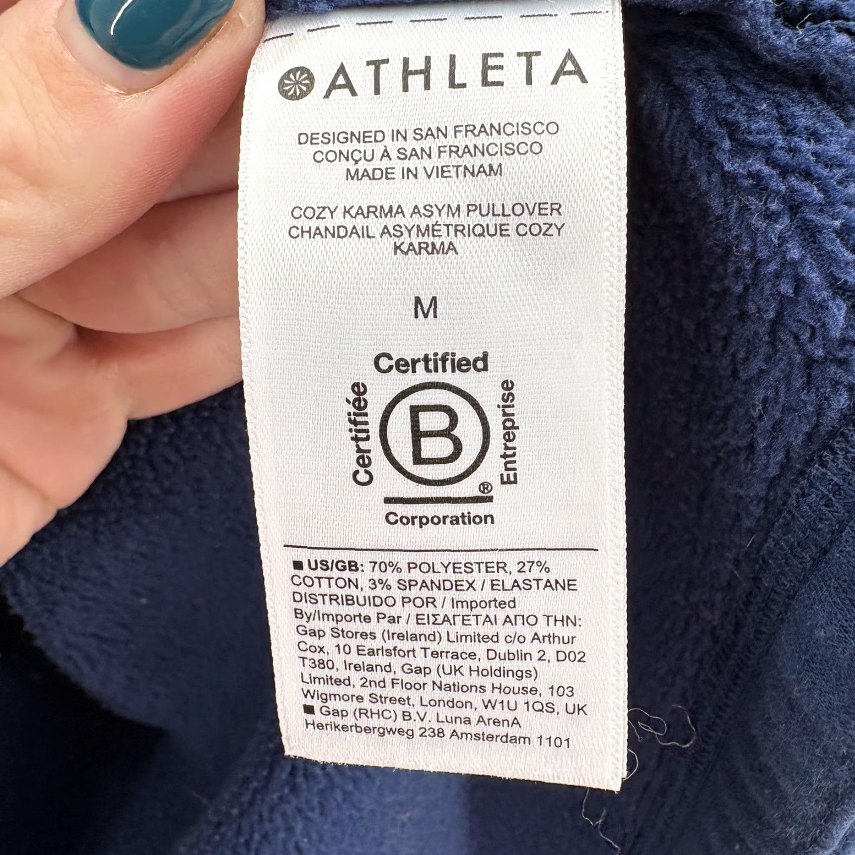 Athleta Athleta Cozy Karma Pullover Sweatshirt Womens M Blue Fleece Zip Hem Pocket Mock Neck Raglan Sleeve Winter Casual Size M / US 6-8 / IT 42-44 - 5 Thumbnail