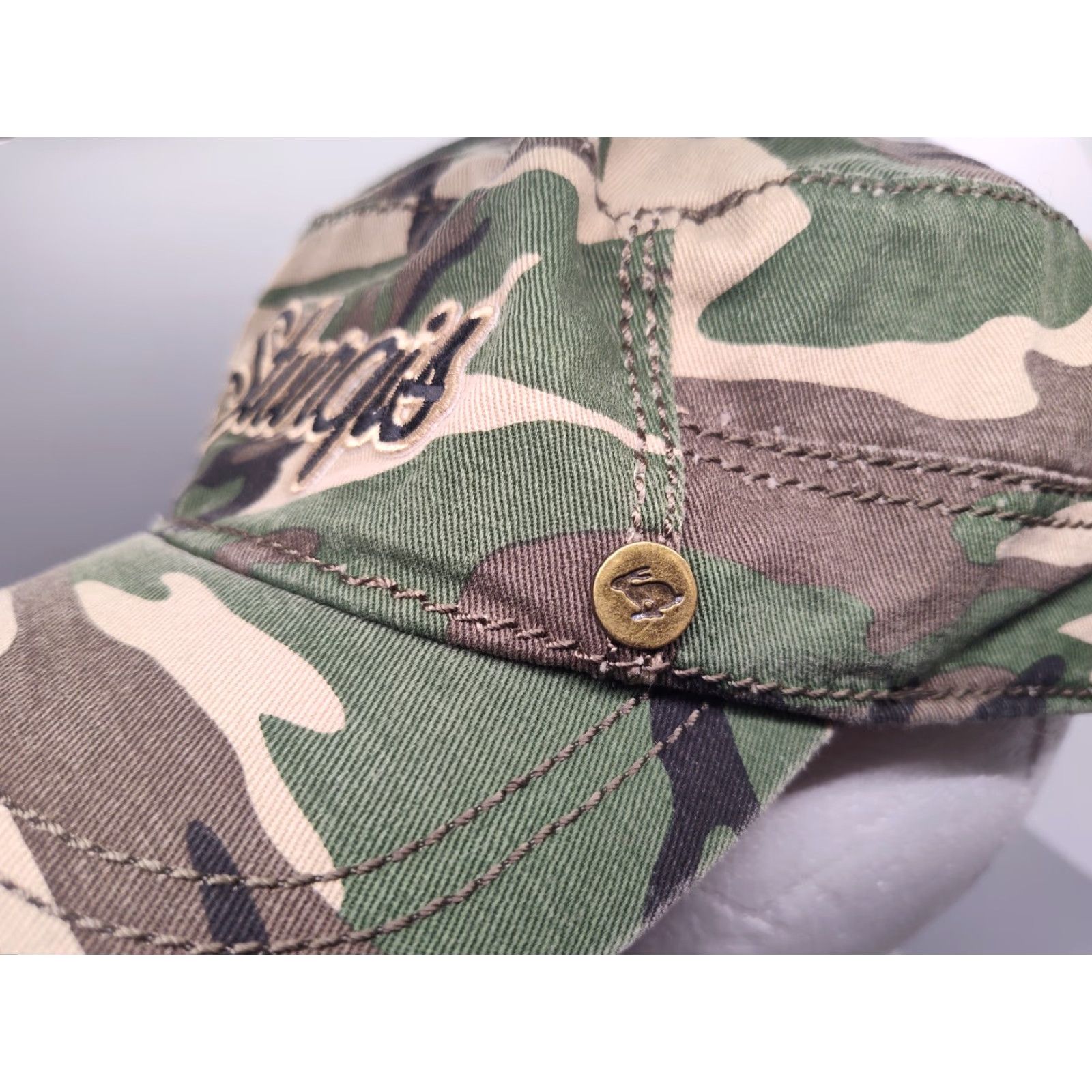 Vintage VINTAGE Peter Grimm Women's Camo Biker Cap Adjustable Strap L/XL Unisex Cotton Size ONE SIZE - 6 Thumbnail