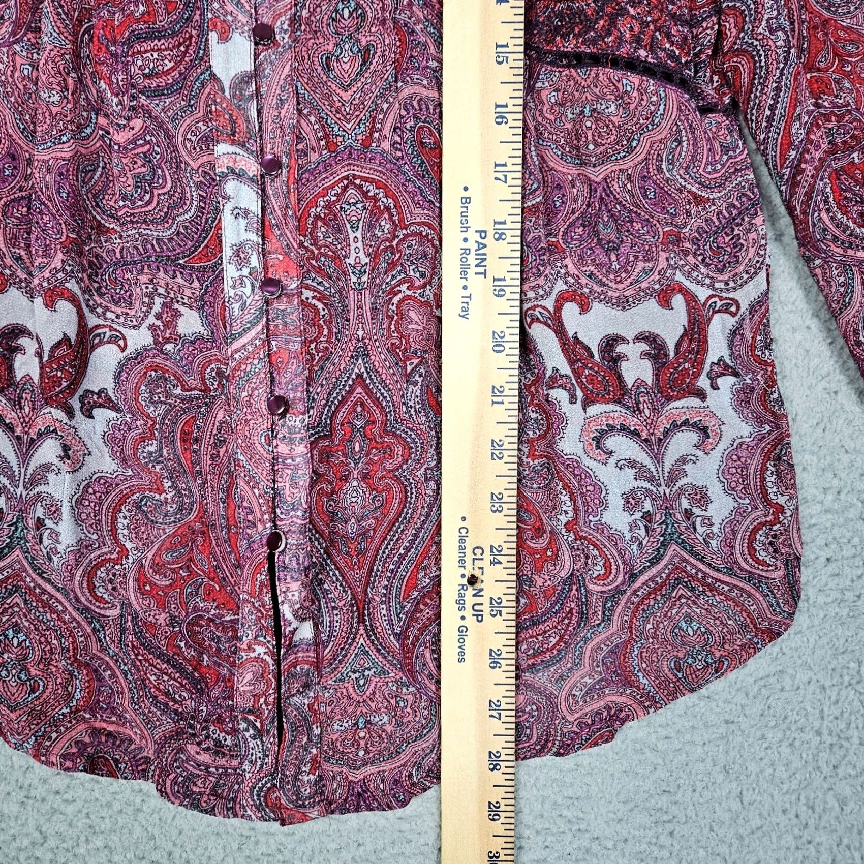 Lucky Brand Lucky Brand Women's V-neck Long Sleeve Pleated Paisley Blouse Sz S Size S / US 4 / IT 40 - 4 Thumbnail