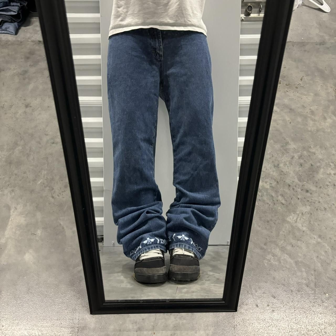 Japanese Brand × Vintage Crazy Vintage Y2K/2000s Grunge Medium Wash Bootcut Denim Jeans! Size US 32 / EU 48 - 1 Thumbnail