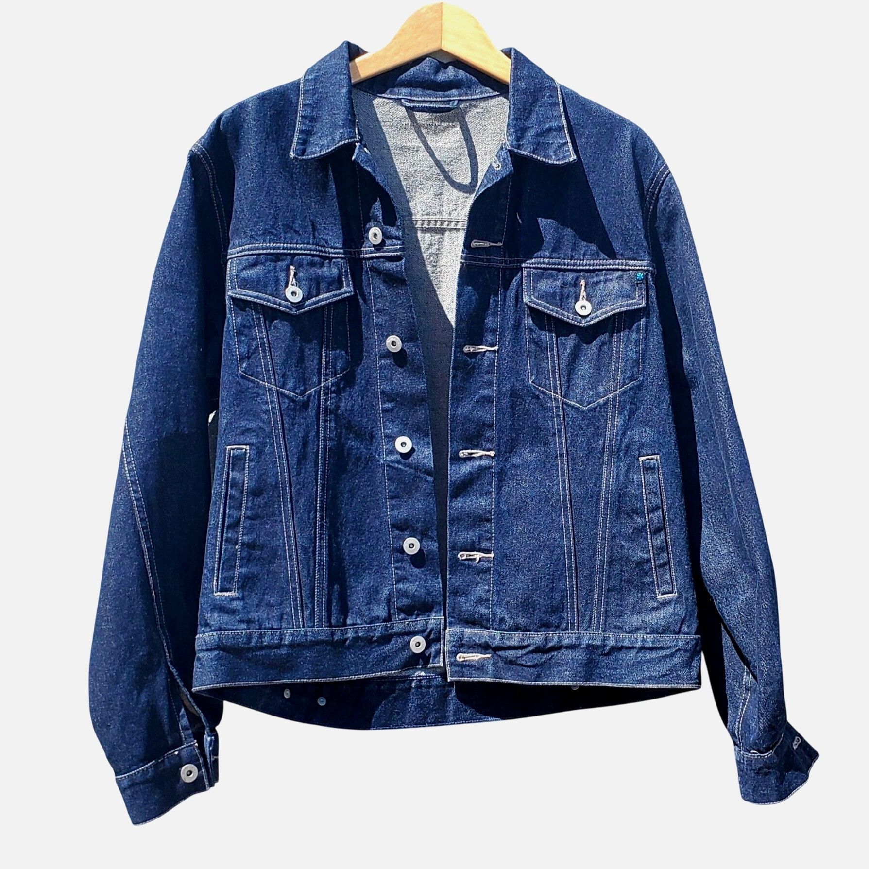 Handmade Frida Kahlo Y2K Portrait Denim Trucker Jacket Hand Painted W Size L / US 10 / IT 46 - 2 Thumbnail