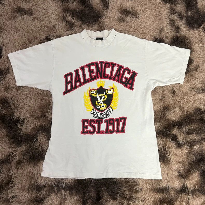 Balenciaga Logo Letter Pattern Printed Round Neck Short-Sl