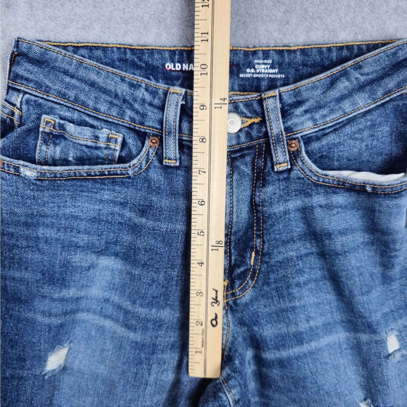 Old Navy Old Navy 2P Curvy OG Straight Distressed Jeans Raw Hem Size 26" / US 2 / IT 38 - 15 Thumbnail