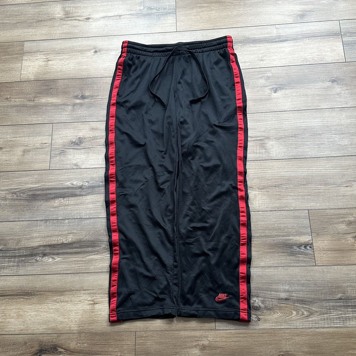 Nike Vintage 2000s Nike Black & Red Striped Wide Leg Track Pants Size US 34 / EU 50 - 1 Thumbnail