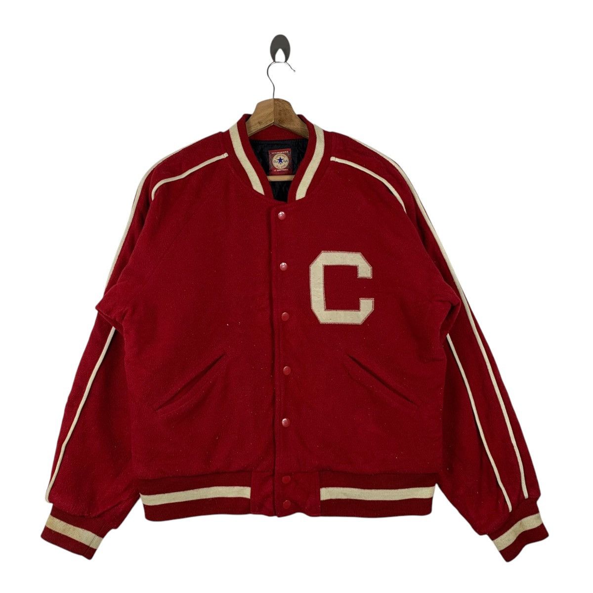 Converse × Vintage Vintage CONVERSE All Casualwear Wool Bomber Varsity Jacket Size US L / EU 52-54 / 3 - 1 Thumbnail
