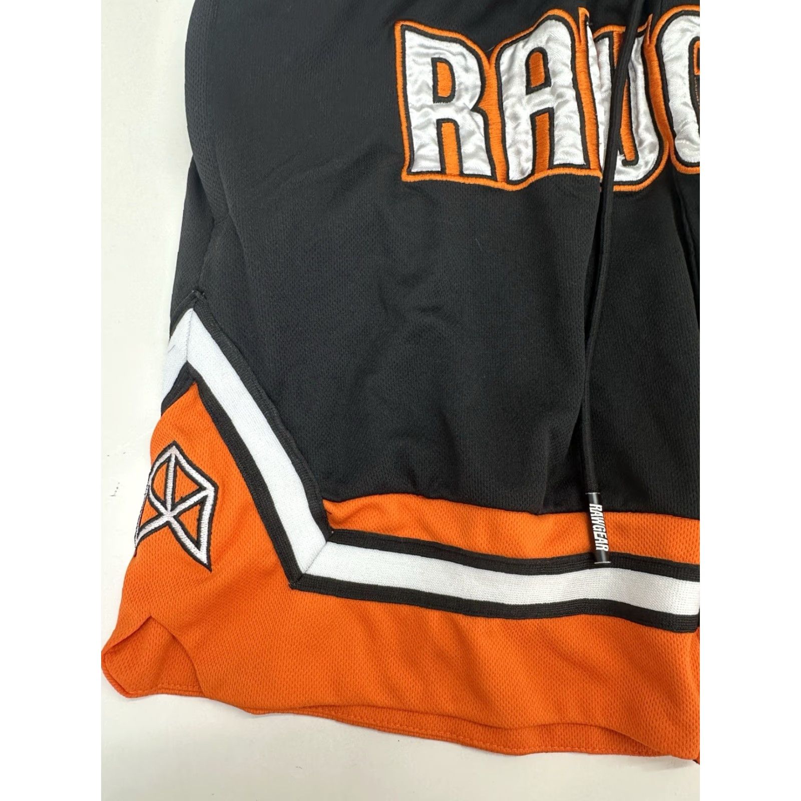 Vintage RawGear Mens Shorts Size Medium Black Orange Front Embroidered Drawstring Size US 31 - 2 Thumbnail