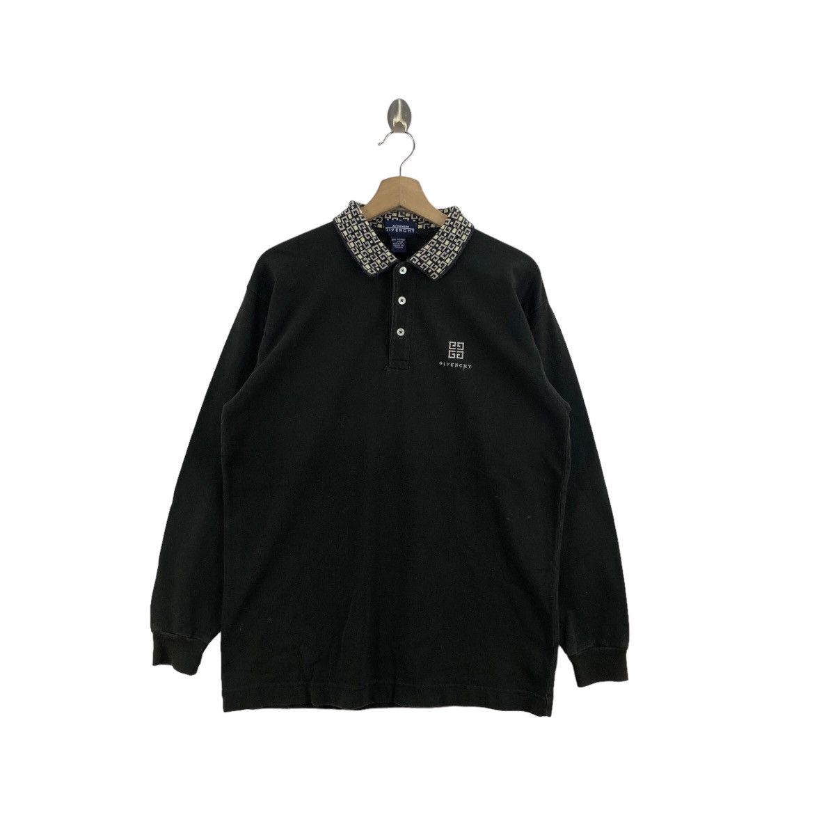 Givenchy × Vintage Pick!! Vtg GIVENCHY Embroidery Faded Long Sleeve Polo Shirt Size US L / EU 52-54 / 3 - 1 Thumbnail