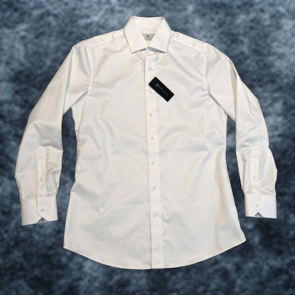 Vintage M & M Button-Up Shirt White Cotton Long Sleeve Men Medium Formal Store Size 40R - 1 Thumbnail
