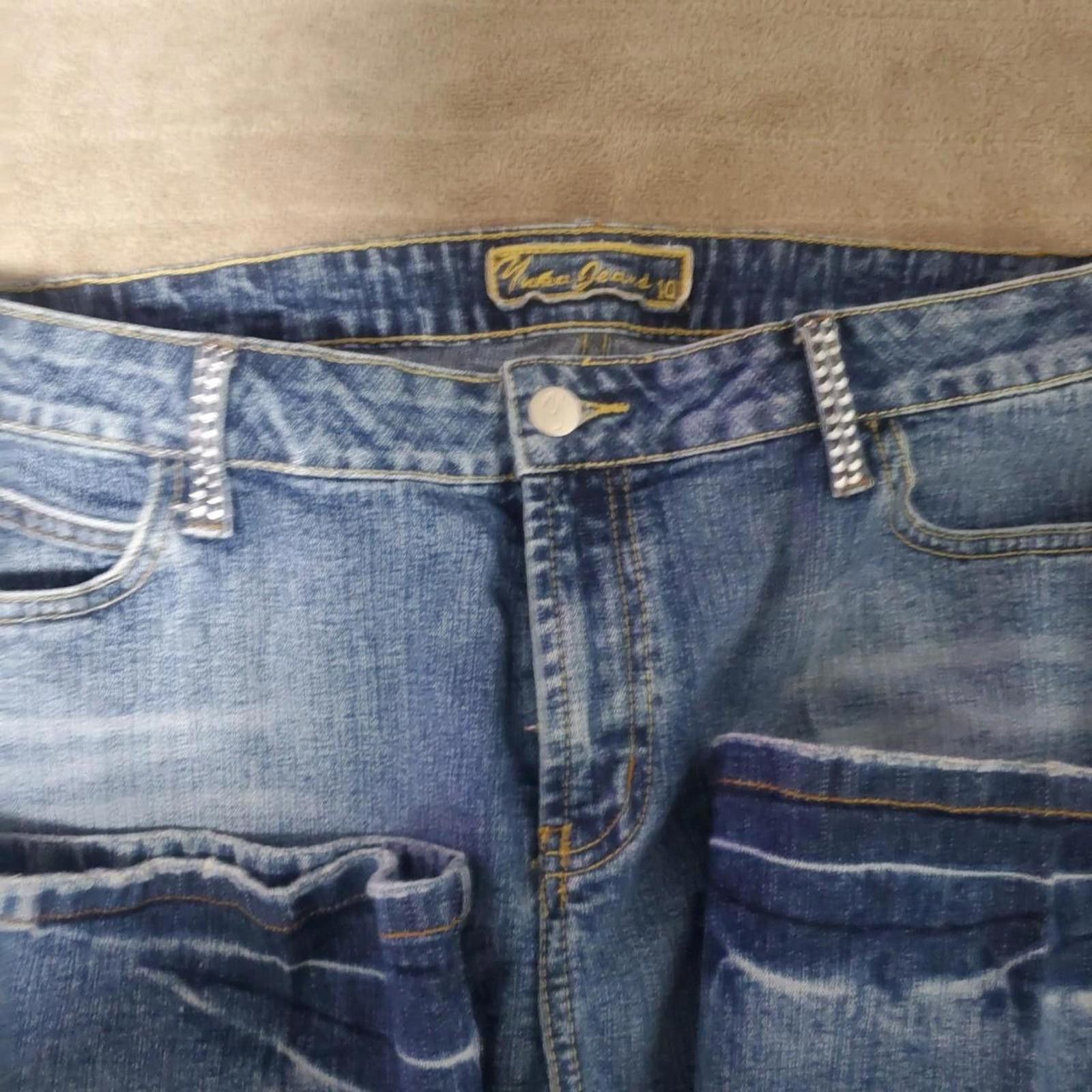 Other Vintage Yuka Jean Women's Blue and Silver Jeans Size 32" / US 10 / IT 46 - 4 Thumbnail