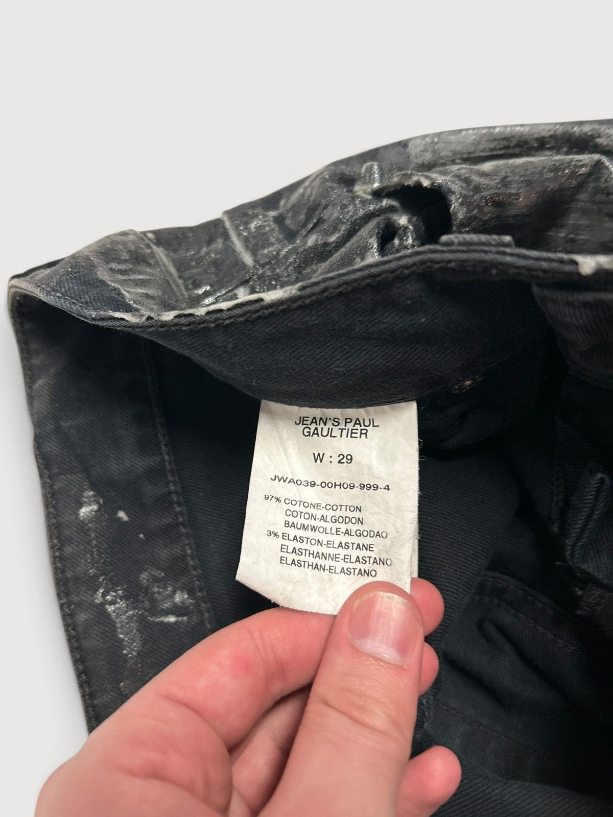 Jean Paul Gaultier Waxed Black Metal Patch Denim Size US 29 - 7 Thumbnail