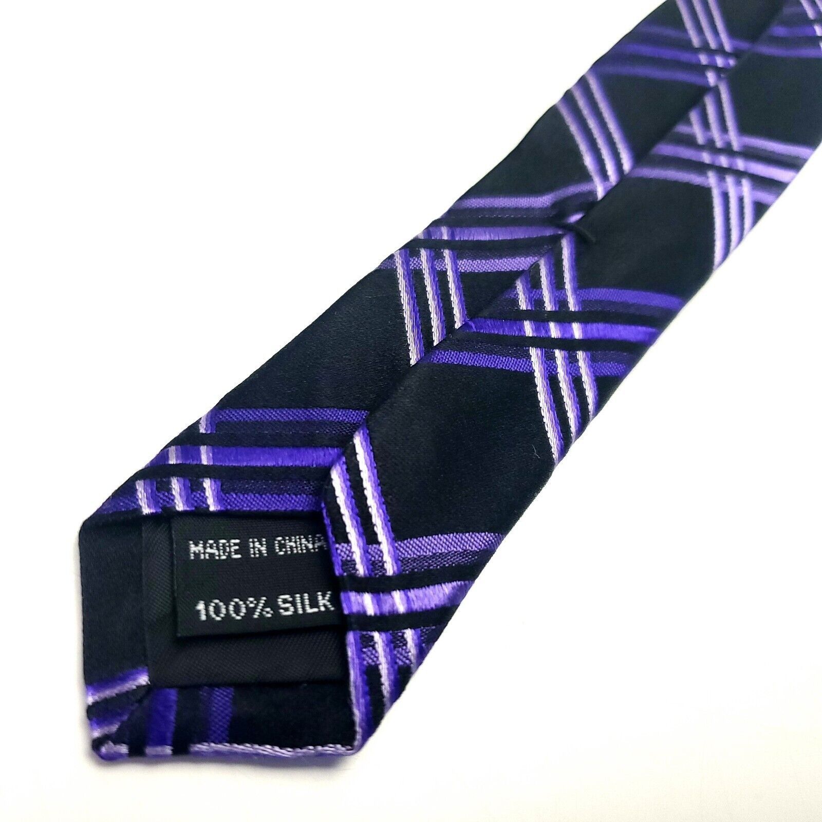 Arrow Arrow USA 1851 Black Purple Silk Tie Woven Striped Size ONE SIZE - 5 Thumbnail