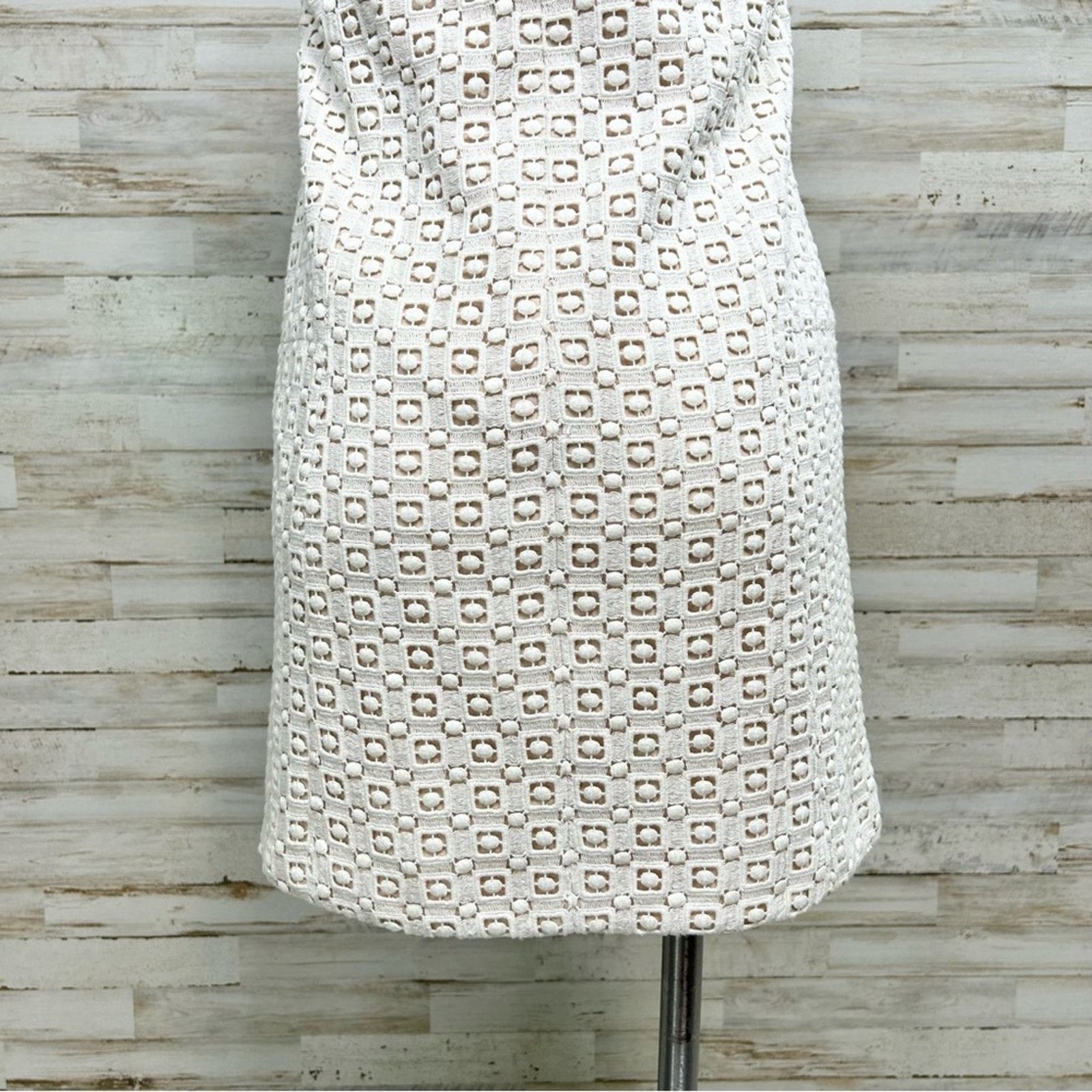 Tibi Tibi Sonoran Sleeveless Eyelet Shift Dress Size 0 Ivory Size XS / US 0-2 / IT 36-38 - 11 Thumbnail