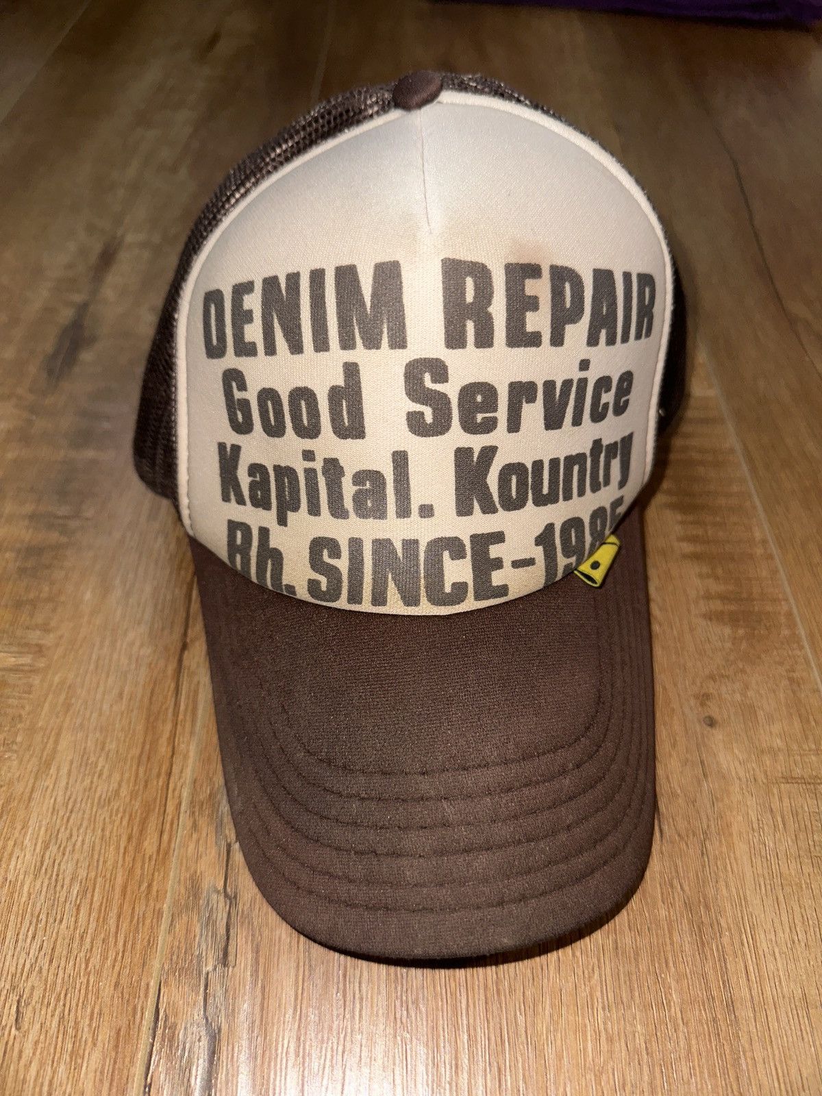Kapital Kountry Kapital Kountry Denim Repair Good Service Trucker Hat Brown Size ONE SIZE - 1 Thumbnail