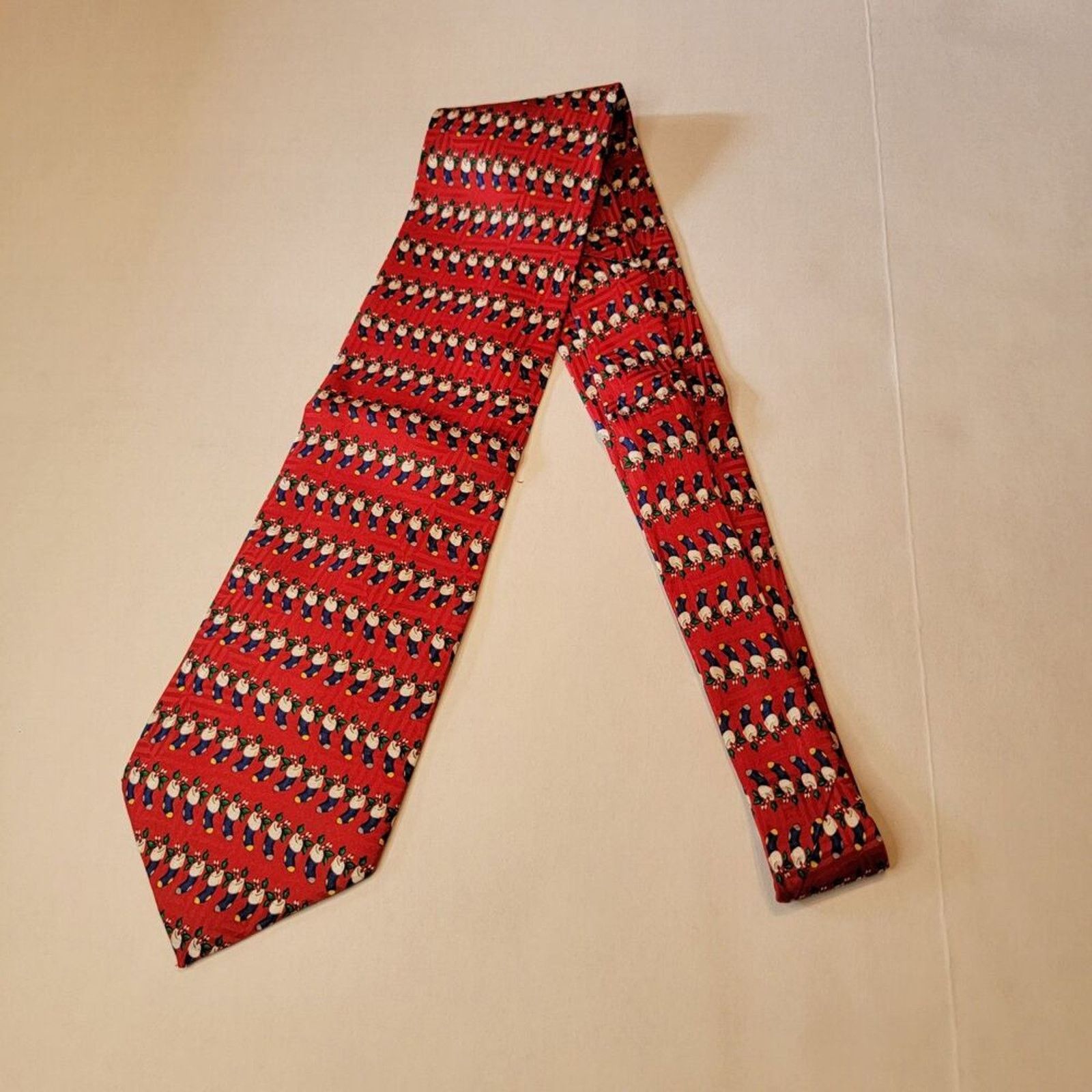 Other FN Christmas Tie- Stockings- Red- 100% Silk Size ONE SIZE - 3 Thumbnail
