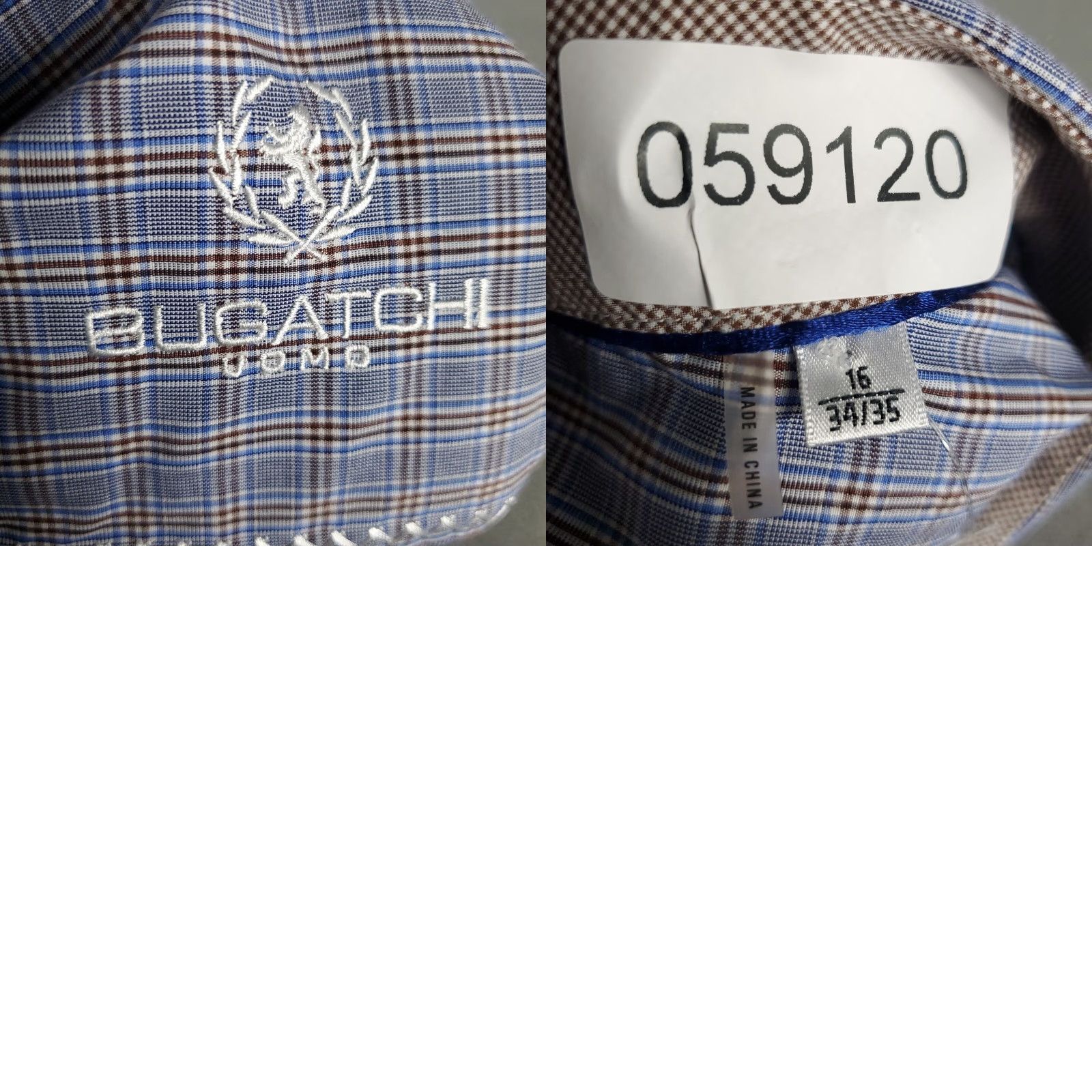 BUGATCHI VINTAGE Bugatchi Uomo Dress Shirt Men Size 16 Long Sleeve Blue Plaid Business Casual Formal Wedding Size 42R - 8 Thumbnail