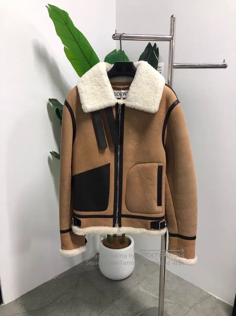 Loewe Loewe Front Zip Leather Pilot Jacket with Collar, Brown Size S / US 4 / IT 40 - 1 Thumbnail