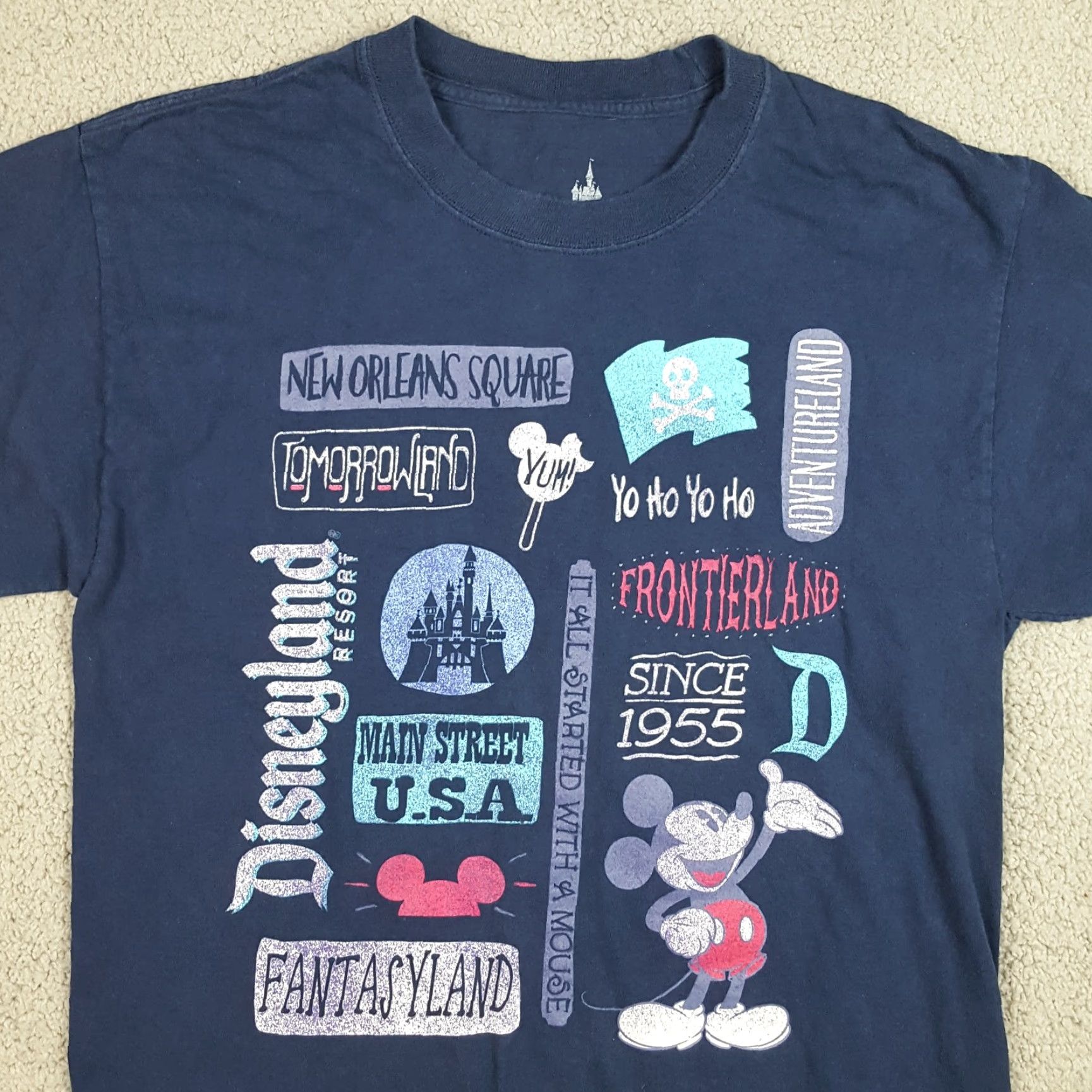 Disney VINTAGE Disney Parks Mickey Mouse T-Shirt Adult Small Blue Cartoon 90s Mardi Gras Retro Mens Size US S / EU 44-46 / 1 - 2 Thumbnail