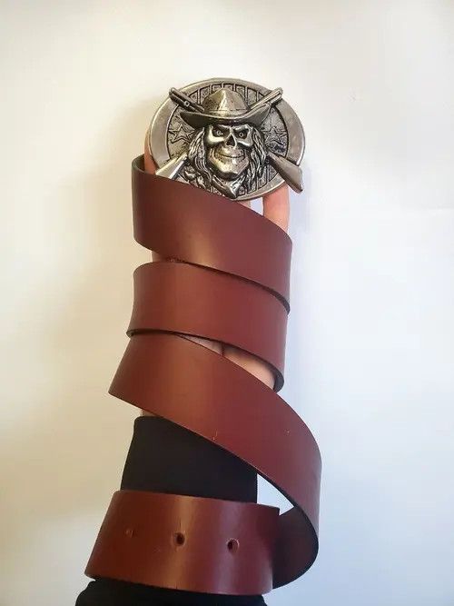 High Sport × Hypebeast × Leather Belts Vintage Skull Leather Buckle Belt Size ONE SIZE - 2 Thumbnail