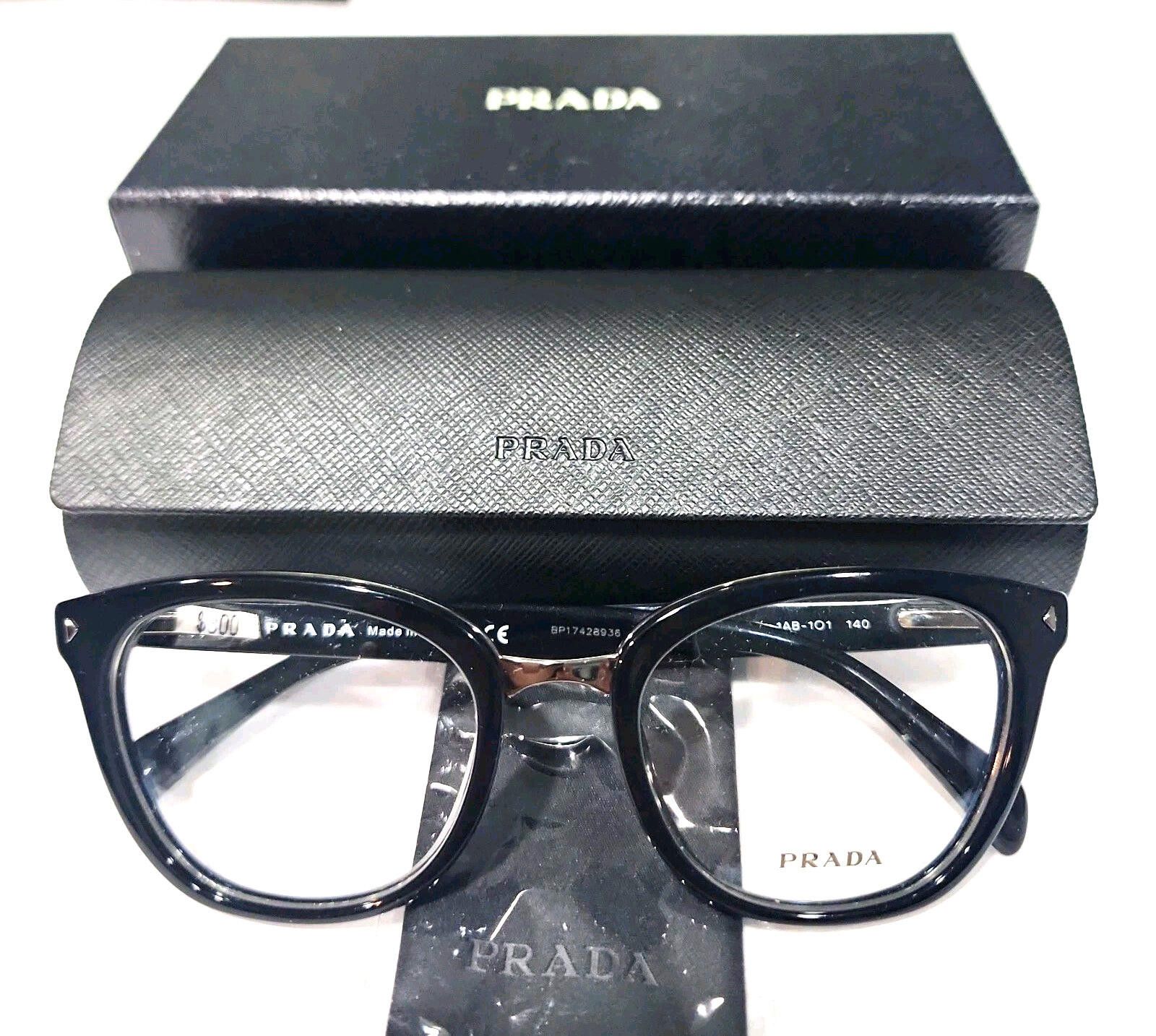 PRADA VPR05P 1AB-101 Black Rectangular Eyeglasses 52-18 140 Case Box Cloth PRADA | VPR B05 | RECTANGULAR EYEGLASSES – Hall of Frames  main image 4
