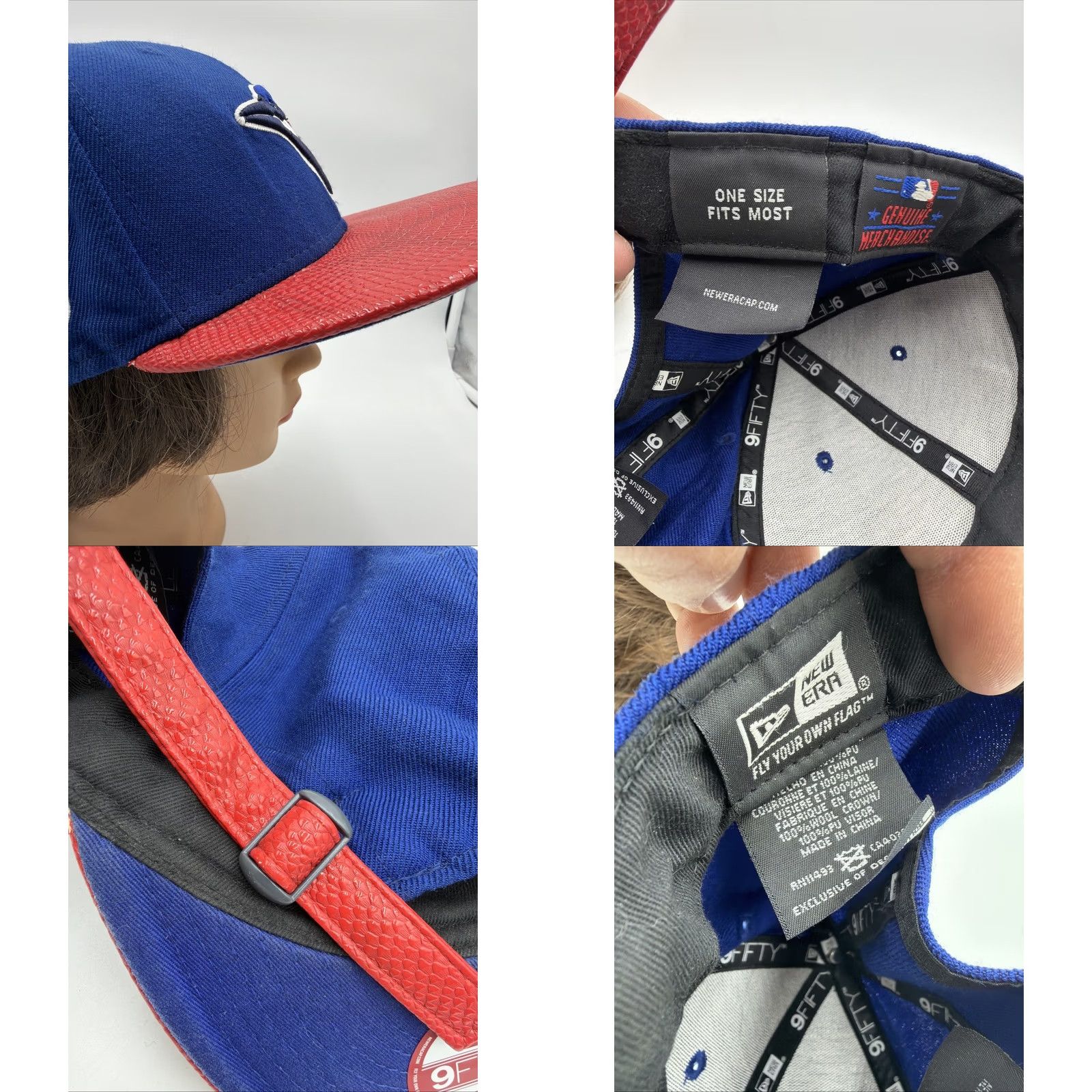 New Era VINTAGE New Era Toronto 9Fifty Strap Back Hat Blue Red Brim Mens One Size Rare Logo Size ONE SIZE - 8 Thumbnail