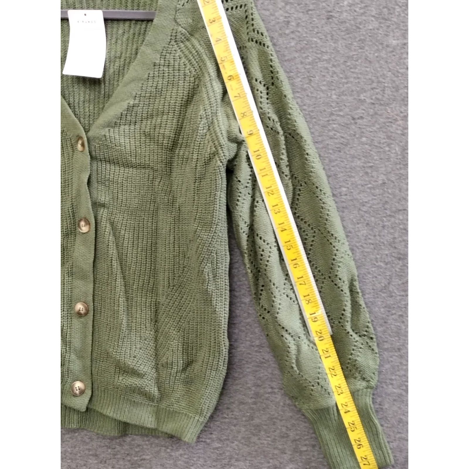 Olive Kyrundo Cardigan Women Olive Green V-Neck Long Sleeve Knit Lightweight Breathable Open-Knit M Sweater Size M / US 6-8 / IT 42-44 - 5 Thumbnail