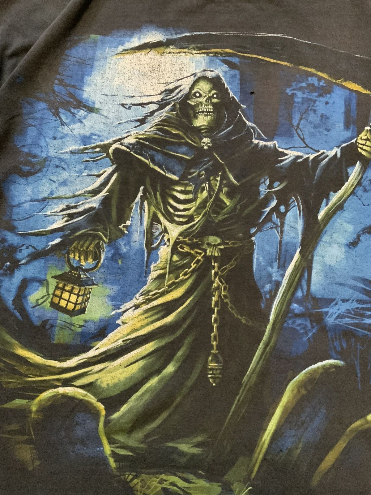 Alstyle Vintage Y2K Grim Reaper Death Skull Skeleton Scythe T-Shirt Size US XXL / EU 58 / 5 - 5 Thumbnail