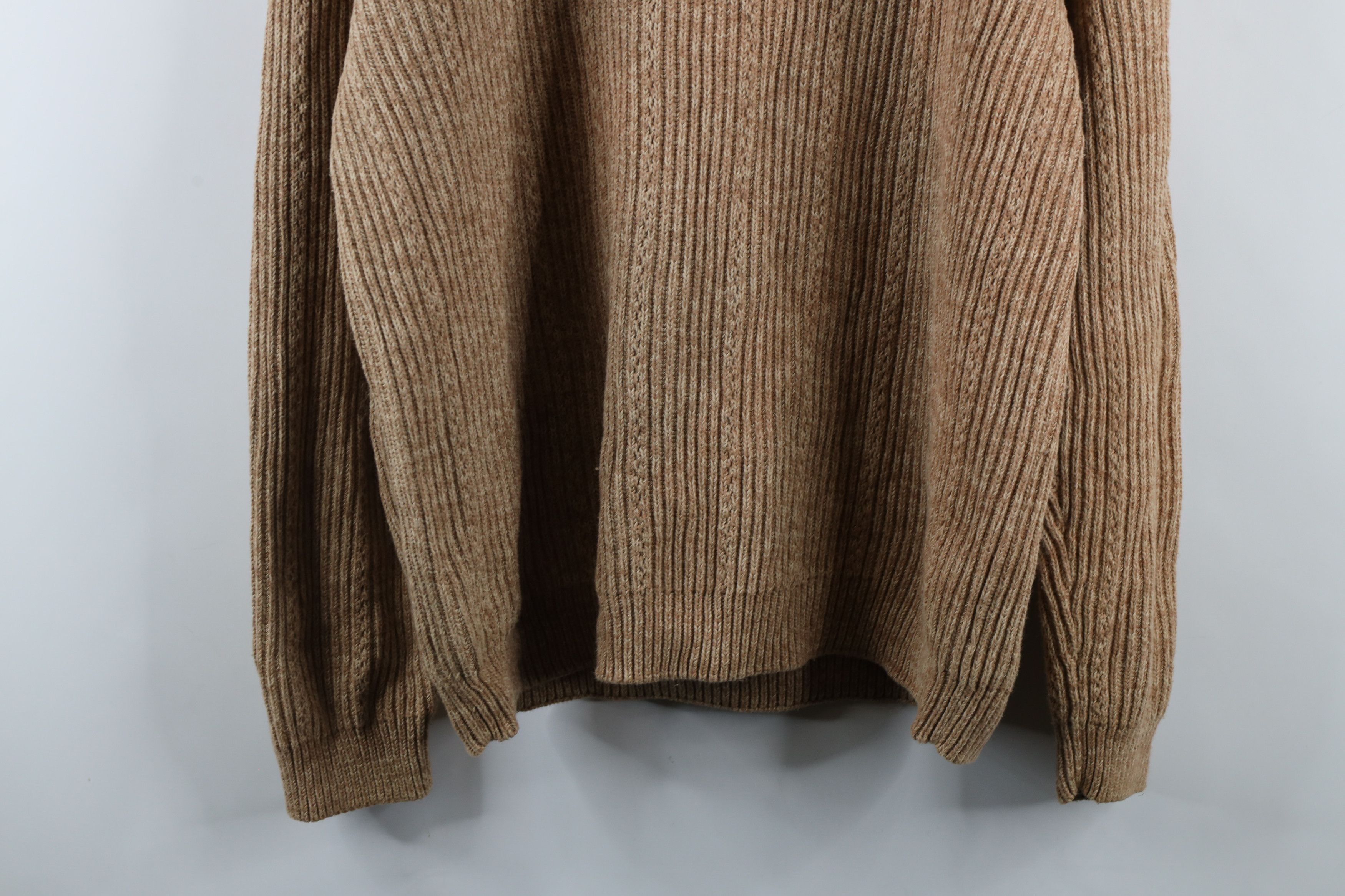 Chaps × Vintage Vintage 90s Chaps Cotton Ribbed Knit Sweater Oatmeal Brown Size US L / EU 52-54 / 3 - 11 Thumbnail