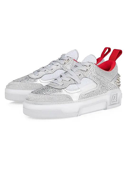 Christian Louboutin oc11z1225 Astroloubi Strass Sneakers in Silver Size US 7 / IT 37 - 1 Thumbnail