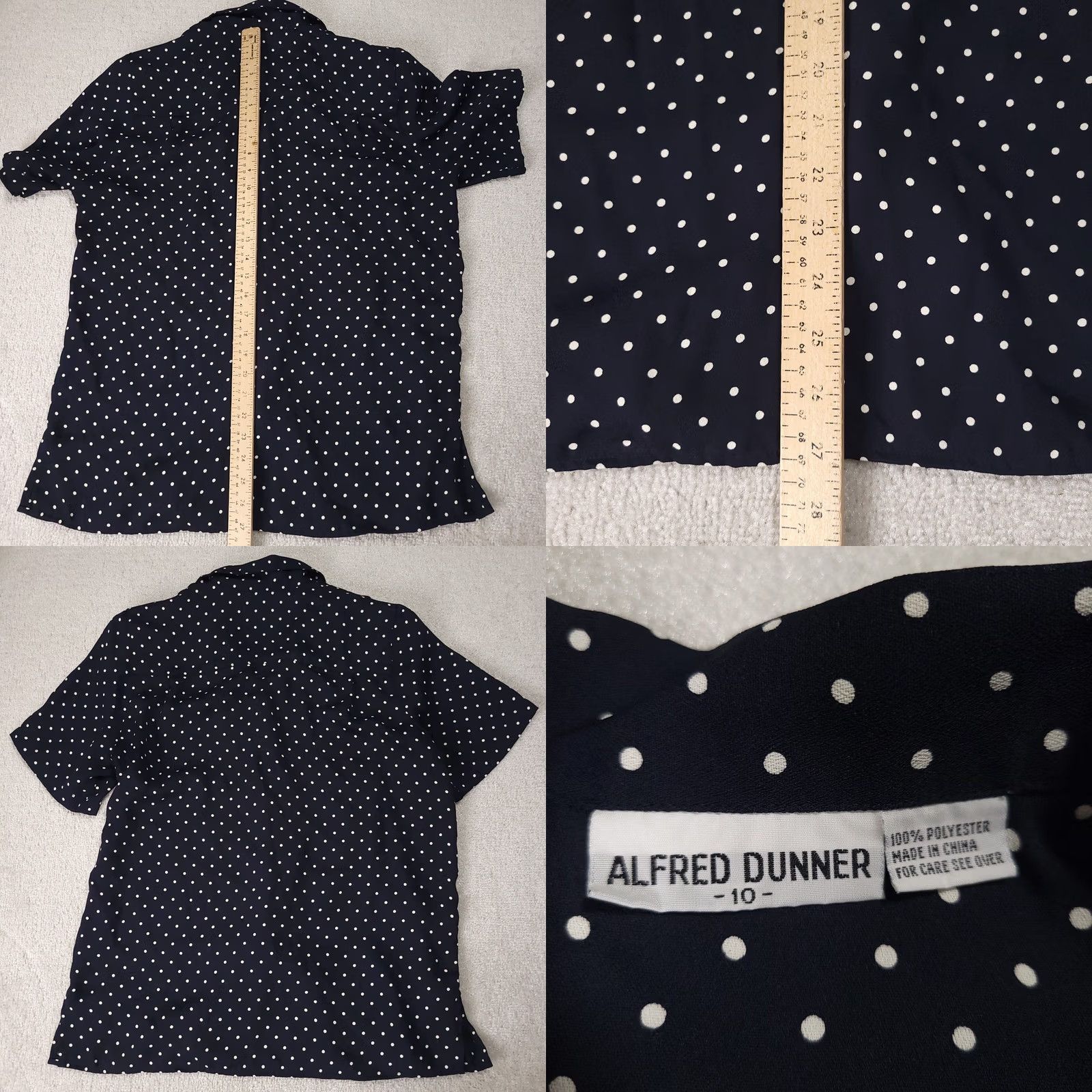 Vintage VINTAGE Alfred Dunner Short Sleeve Shirt Button Up Womens 10 Blue Polka Dot Shoulder Pad Size L / US 10 / IT 46 - 8 Thumbnail