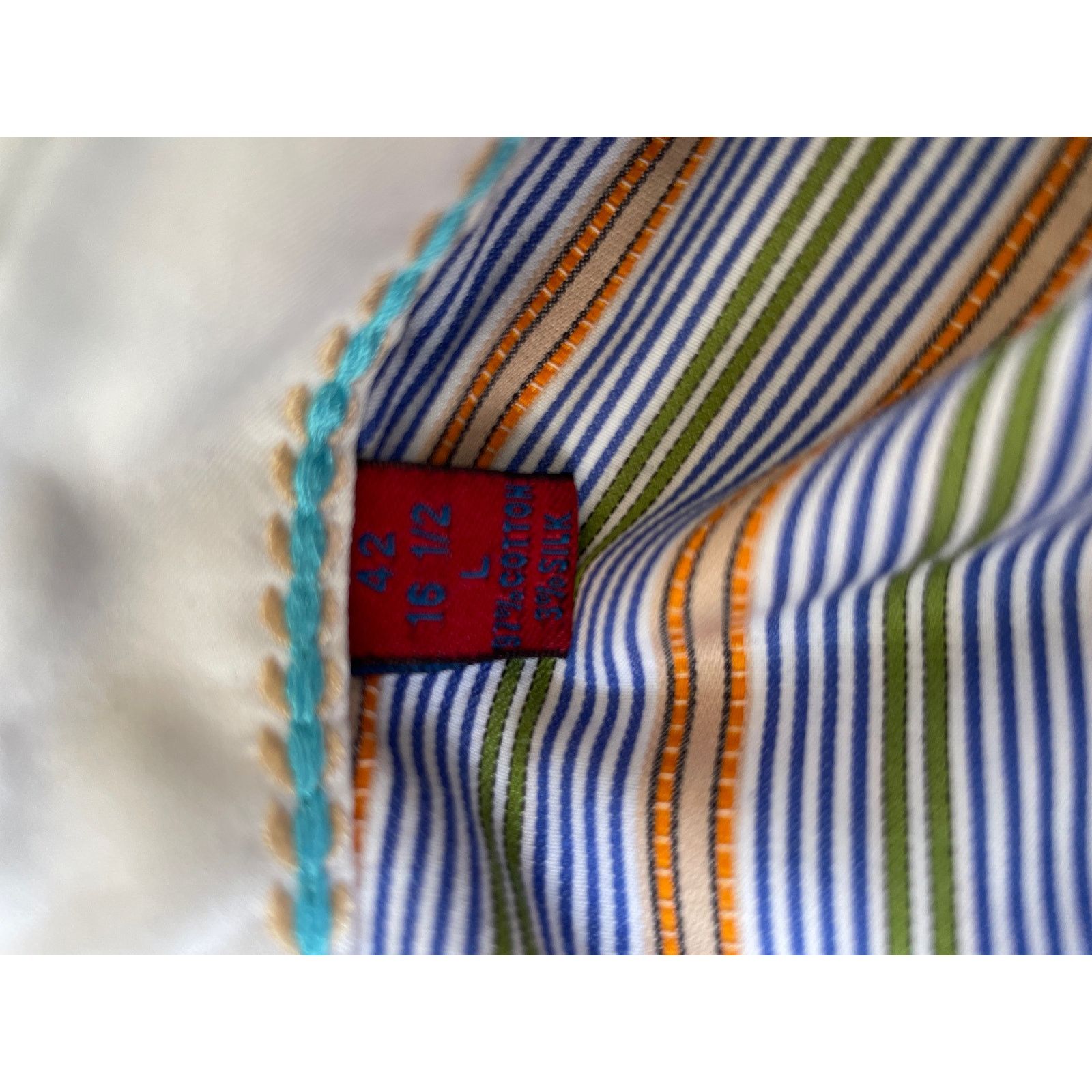 Robert Graham Robert Graham Orange Blue Striped Button Up Shirt, Large Size US L / EU 52-54 / 3 - 7 Thumbnail