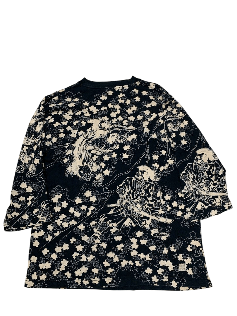 Japanese Brand Sukajan Black White Overprint Shirt Size US M / EU 48-50 / 2 - 1 Thumbnail
