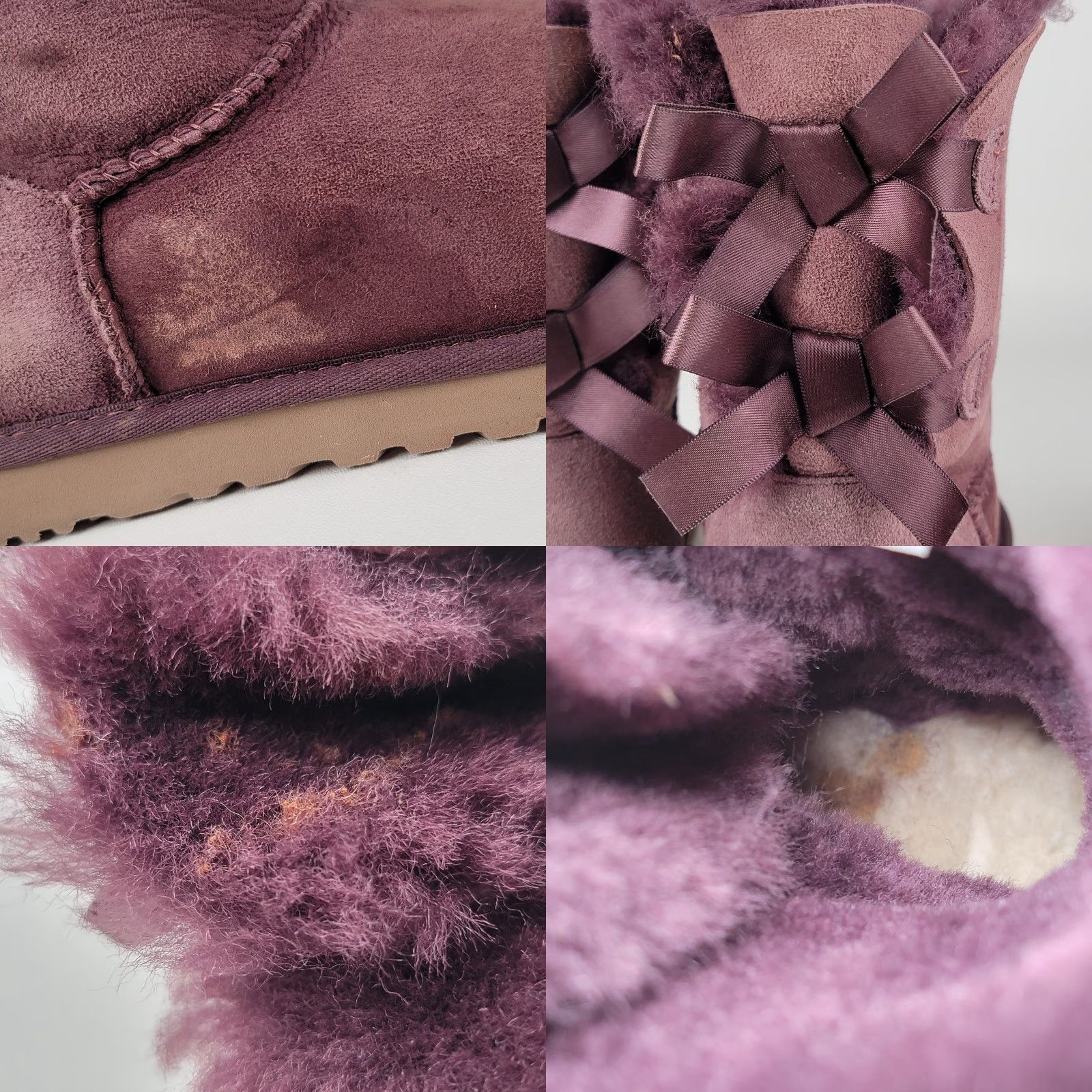 Ugg UGG Bailey Bow II Port Suede Fur Purple Boots Women’s Size 6 Bow Size US 5 / IT 35 - 9 Thumbnail