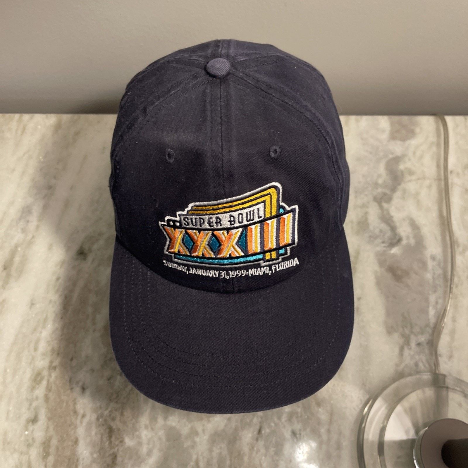 Logo 7 NWOT Vtg NFL Super Bowl XXXIII 1999 Miami Strapback Hat Size ONE SIZE - 4 Thumbnail