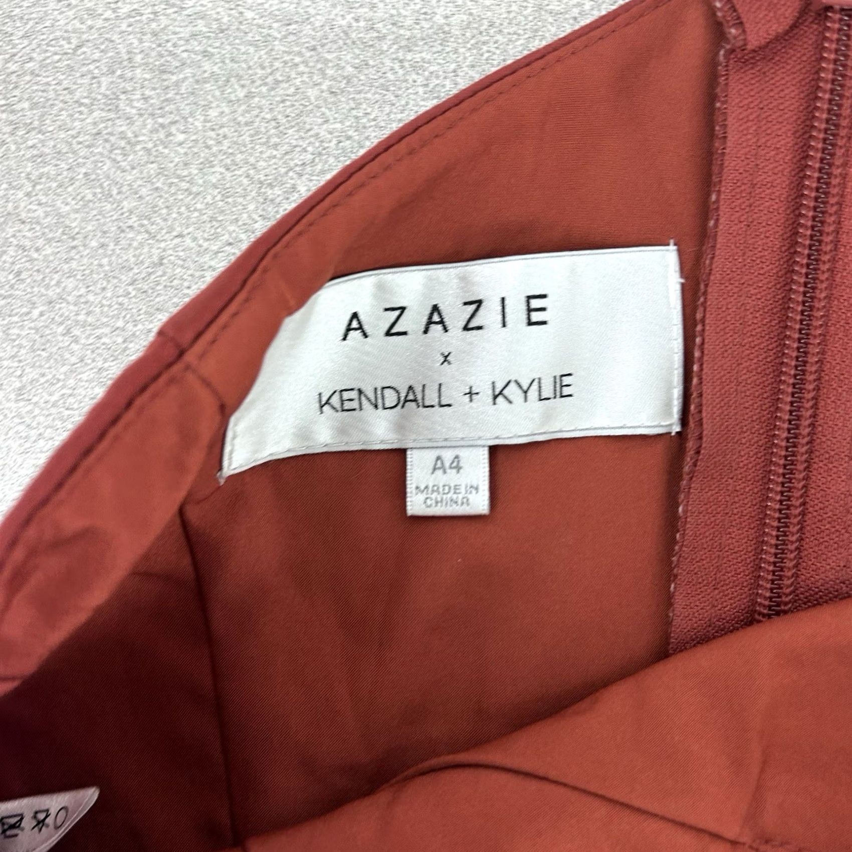 Vintage Bridesmaid Dress Azazie Kendall + Kylie A4 Terracotta One Shoulder Red Sleeveless Polyester Dress Size ONE SIZE - 4 Thumbnail