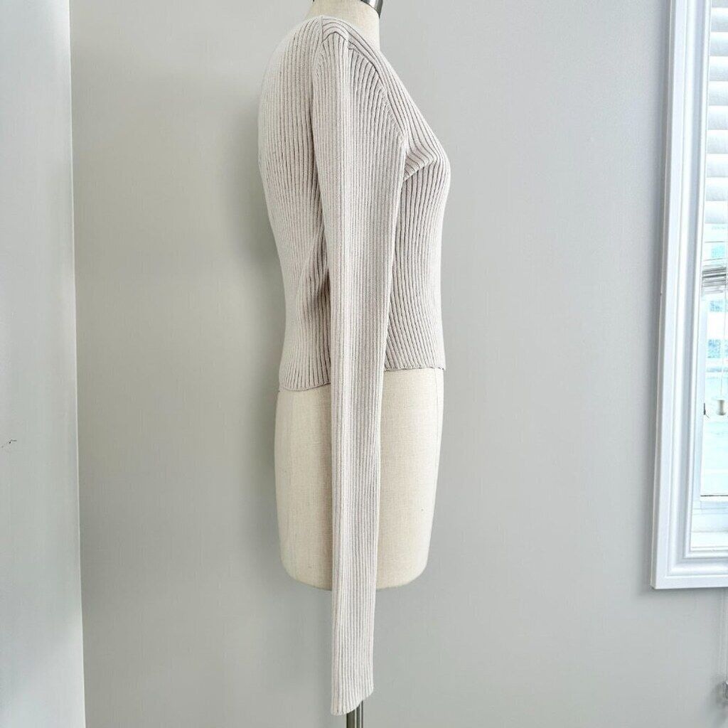 REVOLVE Silk Ivory Twist Sweater | Revolve Shae One Sleeve | Large Size L / US 10 / IT 46 - 6 Thumbnail