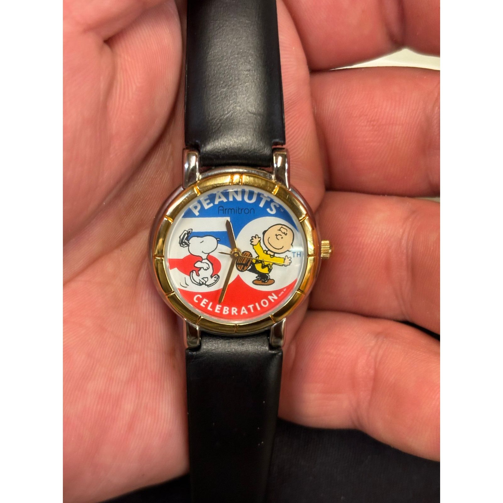 (B).Stroy Armitron Peanuts 50th Anniversary Watch! New Battery! Size ONE SIZE - 3 Thumbnail