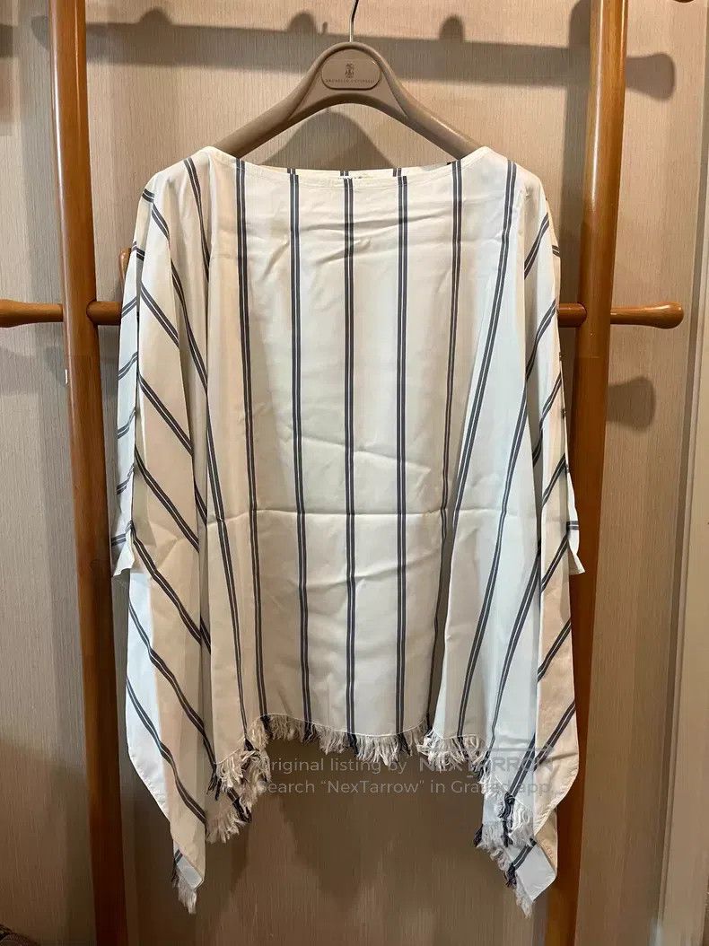 Brunello Cucinelli Brunello Cucinelli Silk Stripe Fringe Top Size S / US 4 / IT 40 - 1 Thumbnail