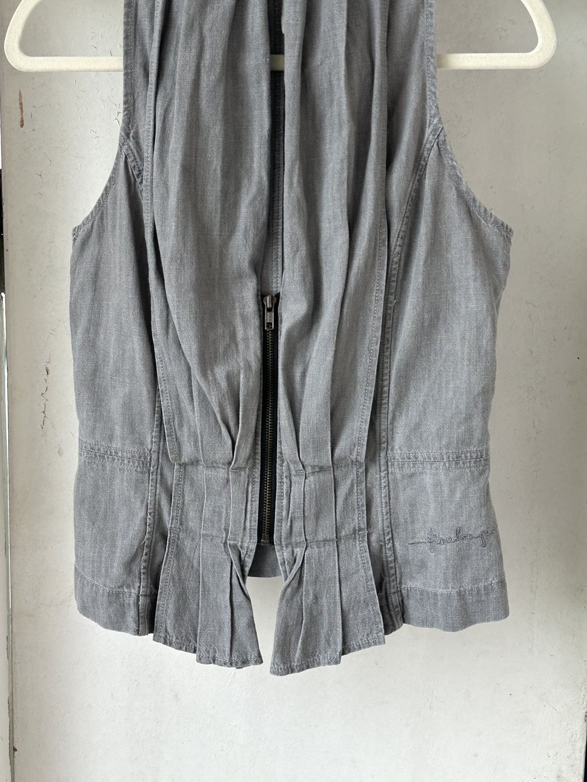 If Six Was Nine Vintage Washed GrayZip Denim Top Size M / US 6-8 / IT 42-44 - 2 Thumbnail