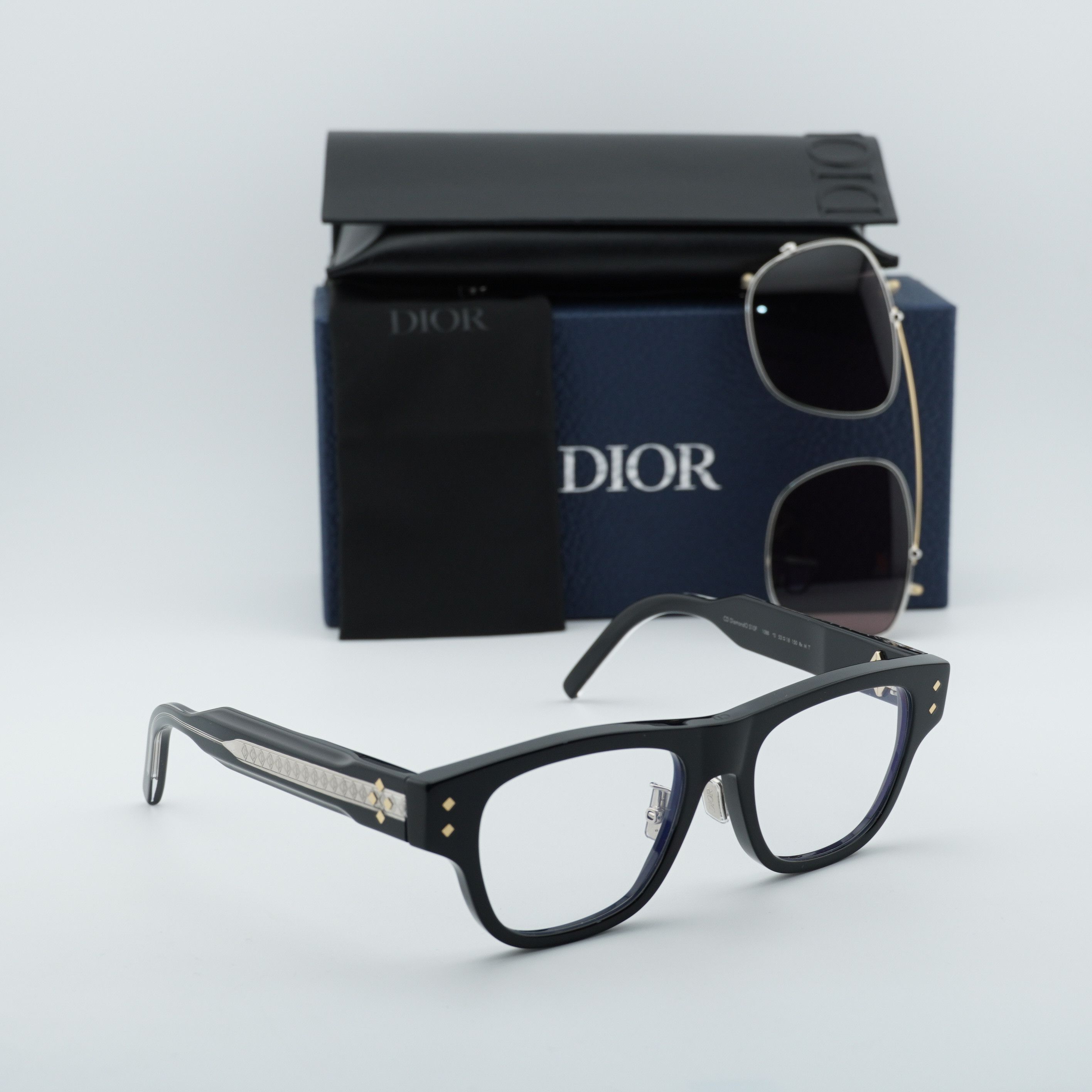 Dior Dior CD DIAMONDO S10F 10BB Eyeglasses Black 53mm Square Fram Size ONE SIZE - 1 Thumbnail