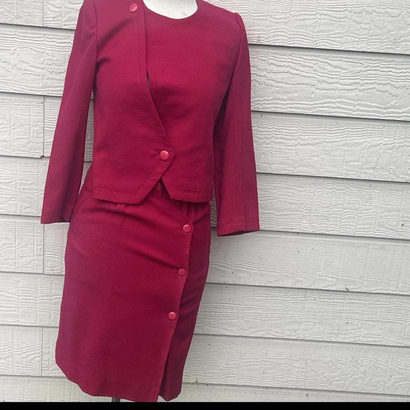 Other Vintage 80s Pink Skirt Suit Size S Wool Asymmetrical Size S / US 4 / IT 40 - 1 Thumbnail