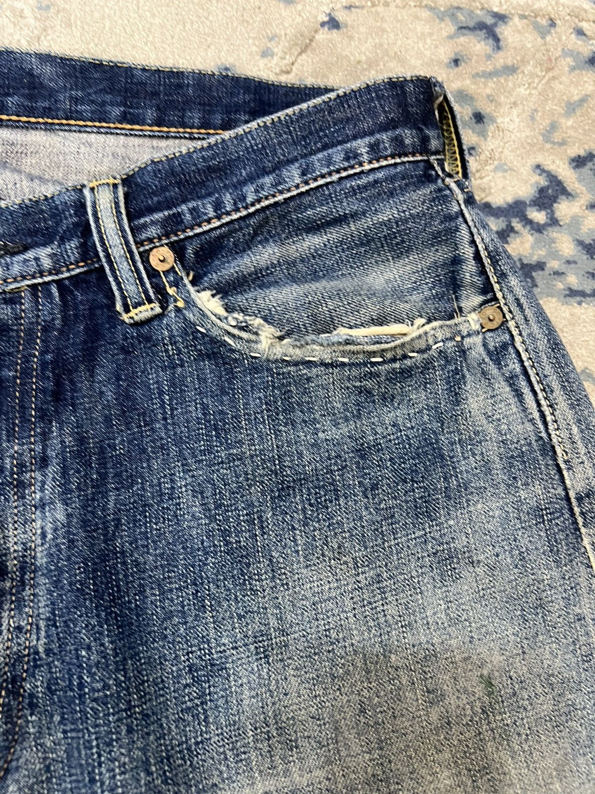 Full Count & Co. Vintage Full Count & Co Selvedge Distressed Jeans Denim Size US 34 / EU 50 - 4 Thumbnail