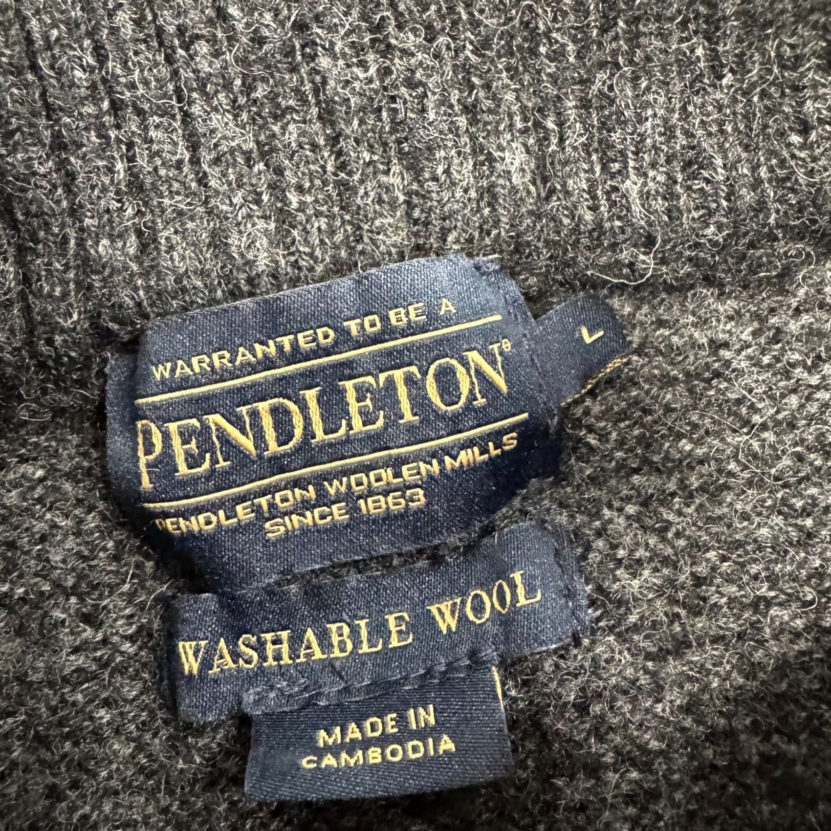 Pendleton Pendleton Sweater Mens L Gray Wool Ribbed 1/2 Zip Pullover Mock Neck Cardigan? Size US L / EU 52-54 / 3 - 4 Thumbnail