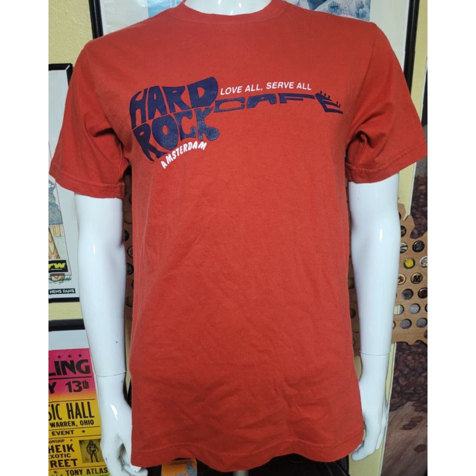 Hard Rock Cafe VINTAGE Hard Rock Cafe Amsterdam T Shirt Medium Orange Men M Short Sleeve Crew Neck Graphic Tee Bar Music Restaurant 90s/2000s Mens Size US M / EU 48-50 / 2 - 2 Thumbnail